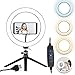 Produktbild LED-Ringlicht 25,4 cm mit Stativ und Handy-Halterung für YouTube-Video, Desktop-Kamera, LED-Ringlicht für Streaming, Make-up, Selfie-Fotografie, kompatibel mit iPhone Android