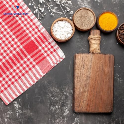 Image of Vriksham Pack of 3 Cotton Kitchen Cleaning Cloths | 16x24 inch Checkered Napkins for Wet & Dry use | Reusable & Absorbent (3, Multi 16x24)