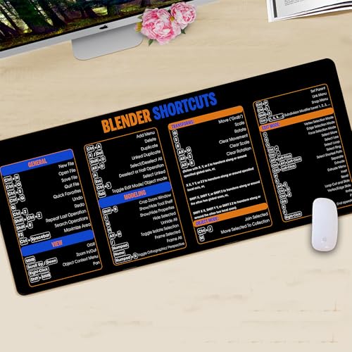 Image of Blender Shortcuts Mouse Pad - XXL Extended Computer Accessory & Desk Mat for 3D Artists & Designers - Non-Slip, Large Keyboard & Mousemat for Blender 3D Modeling, Animation & PC Workstation KMH