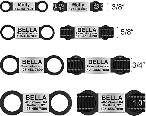 Taglory Silent Slide On Puppy Dog Cat Id Tags,Personalized Laser Engraved On Collar,Elastic Silicone Band And Stainless Steel Name Plate,Universal Design For Most Style Pet Collars (Black, 1Pack) #TOP5