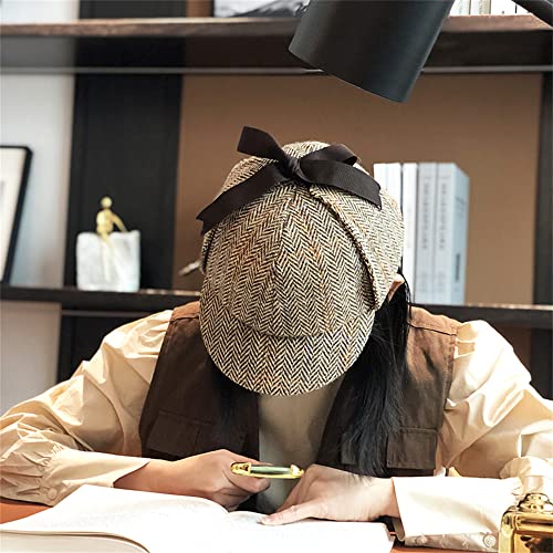 Image of TAILORMAP Harris Tweed Deerstalker Hat for Adult and Child,Detective Hat for Men and Women