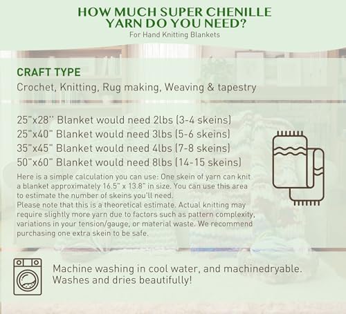 Bulky Chunky Yarn for Hand Knitting Blanket – #10 Jumbo Knitting Yarn, 1 Inch Thick Chenille Jumbo Yarn, No Knots Soft Machine Washable, Super Bulky Yarn 4 Pack for Crochet, Arm Knitting & Crafts — view 6