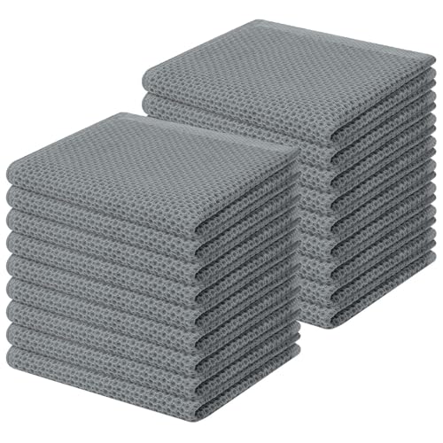Image of Homaxy 100% Cotton Waffle Weave Kitchen Dish Cloths, Ultra Soft Absorbent Quick Drying Dish Towels, 12 x 12 Inches, 18-Pack, Grey