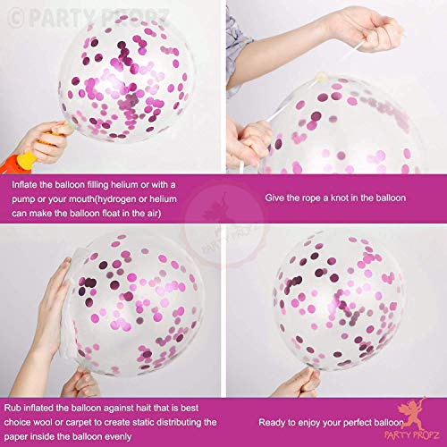 Image of Party Propz 9Pcs Pink Confetti Balloons & Happy Birthday Banner Combo - For Girls Birthday Decoration Items Set -Girl Theme Balloons Decorations -Elegant Supplies ,Paper;Rubber