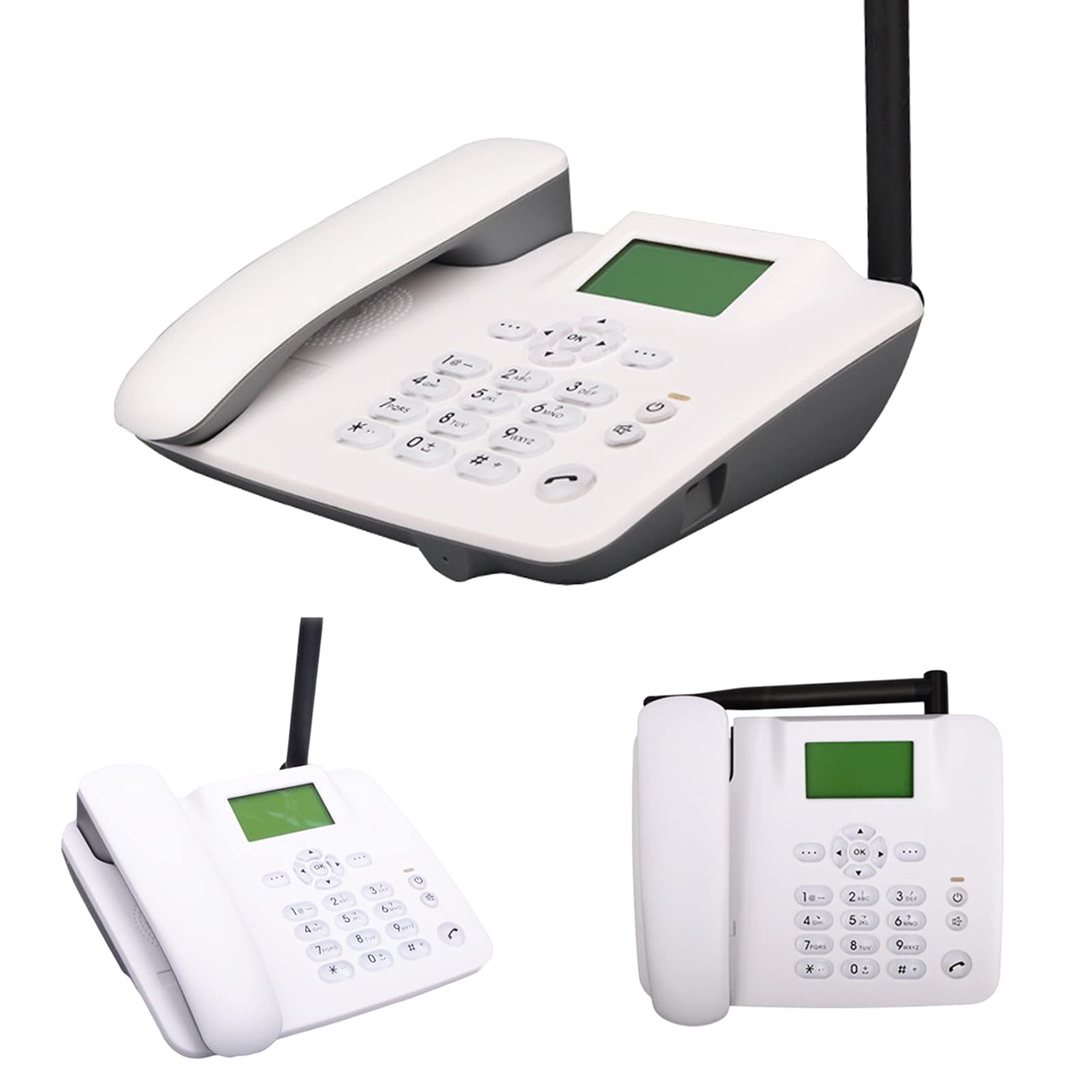 IBOWZ Telefon stacjonarny bezprzewodowy GSM telefon stacjonarny, bezprzewodowy telefon stacjonarny, telefon stacjonarny, funkcja radia, antena zewnętrzna, 7-stopniowa regulacja jasności, zielone