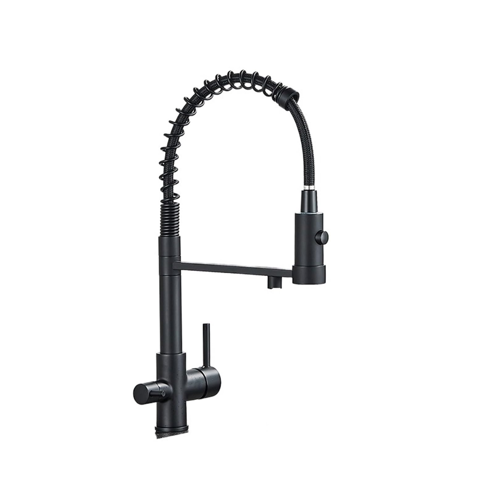 Ckafzmyjqbt Matte Black B Kitchen Water Filter Faucet Dual Spout Pure Drinking Water Mixer Tap Rotation Water Purification Feature Taps Kitchen Crane(Matte Black B)