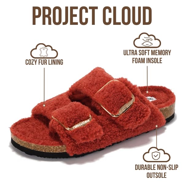 Image of Project Cloud 100% Genuine Leather Footbed Sandals for Women 2026 Comfortable Beach Essentials Womens Sandals Memory Foam Vacation Essentials Slides for Women Footwear (Santorini)