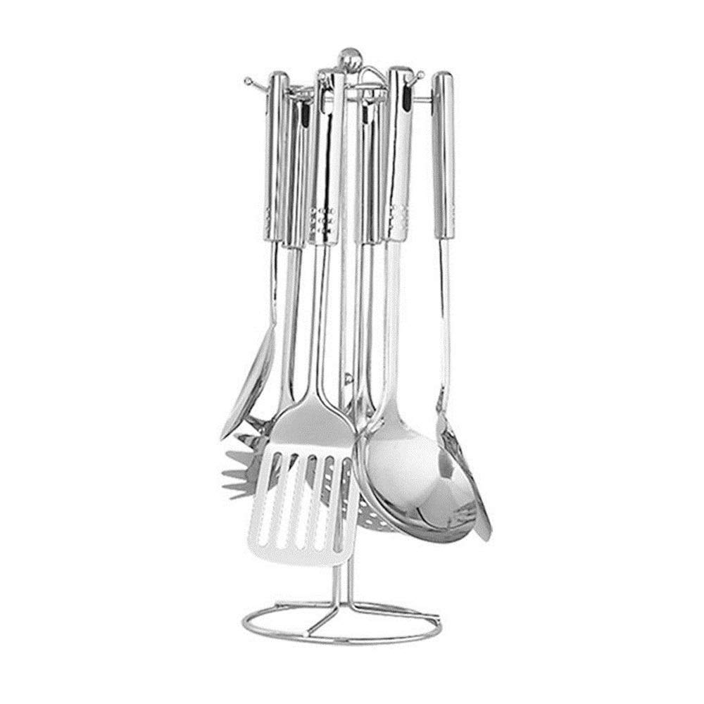 IUokLU Cooking Tools Cookware Cooking 7 Pcs Set Stainless Steel Cooking Tools Soup Ladle Spoon Slotted Shovel Turner Spatula Strainer Pasta Server Kitchen Utensi