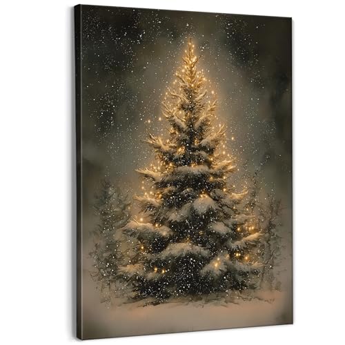 PQKIY Vintage Festive Winter Christmas Tree Wall Art Decor,Farmhouse...