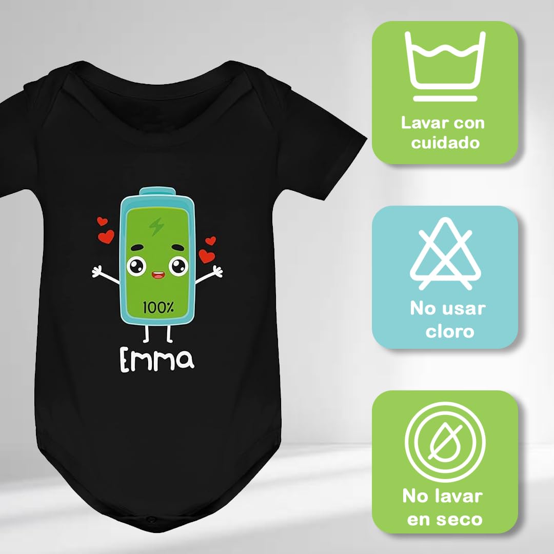 Evyre | Camisetas Personalizadas Regalo Día de la Madre | 100% Algodón | Camiseta Personalizada Mujer + Body Bebe o Camiseta Niña/Niño | Diseño Batería, Energía | Regalos para Mamá e Hijos Originales