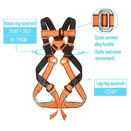HeeJo Kids\' Harness, Youth Safety Harness Comfort Zipline Climbing Harness Belts for Tree Climbing Outdoor Expanding Training, Caving Rappelling 8 to 14 Years