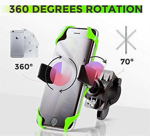 Bike Phone Mount, 360 Rotatable Universal Cellphone Bracket Mountain Bicycle Mount Racks for iPhone 11 X 8 7 Plus Samsung Galaxy S10 S9 S8 S7 Edge, Nexus, Nokia, Motorcycle Bike Accessories (Green) - Thumbnail 3