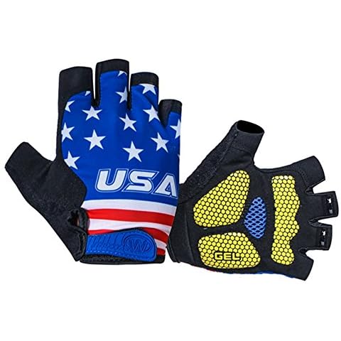 Weimostar Shockproof Gel Padded Half Finger Cycling Gloves Blue USA Flag for Men Women Size L Cover