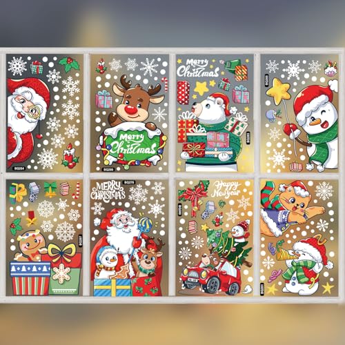 8 Bogen Weihnachts-Fensteraufkleber, Premium...