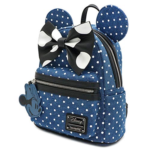 Loungefly x Minnie Mouse Denim Polka Dot Mini Backpack (One Size, Multicolored)3