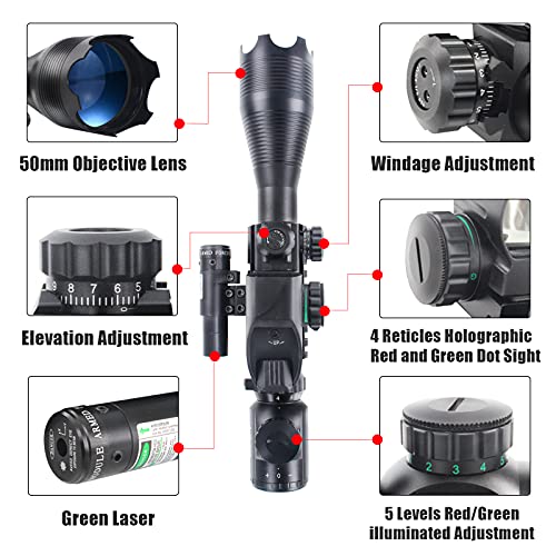 UUQ 4-16X44AO Rifle Scope Locking Turret Sunshade Illum. R/G/B - View #5