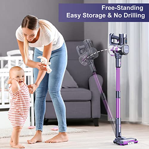 Lubluelu Aspirateur Balai sans Fil Autoportant 25Kpa, Aspirateur sans Fil Vertical, Aspirateur Balais Puissant Electriques 50Min d'Autonomie, Batterie Amovible, Sols Durs, Tapis, Poils d'animaux - Image 6