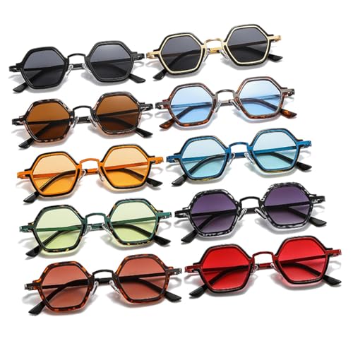 Lunettes de soleil rétro punk polygonales mixtes avec verres transparents UV400