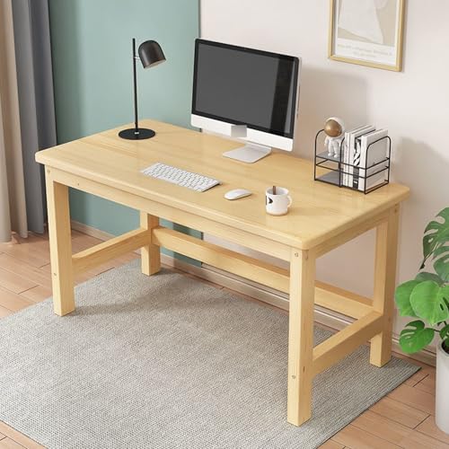 BDYSWD 勉強机 デスク パソコンデスク 机 PCデスク 学習机 作業台 学校机 大型デスクトップ パソコン机 安定性 耐久性 学習デスク 家庭用 無垢材 ホームオフィス 学習机 大人 デスクトップデスク 学生の勉強机 小規模オフィス用木製テーブル(1