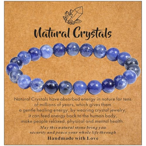 Sahoottie Blue Sodalite Bracelet Crystal Bracelets for Women 8mm Bead Bracelets for Women Blue Bracelet Jewellery