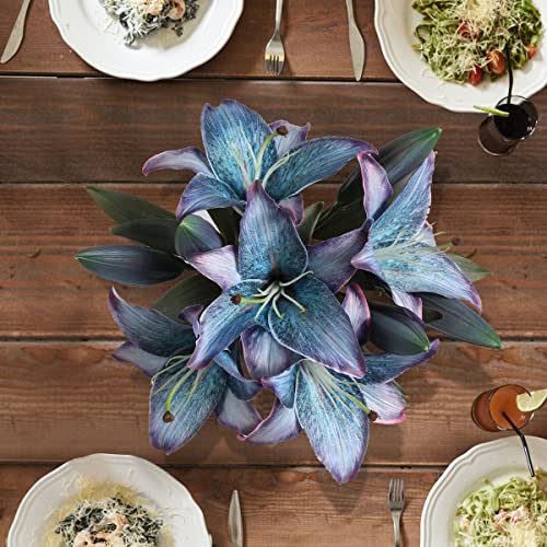 Fleurs artificielles bleues durables sans entretien pour composition - 5