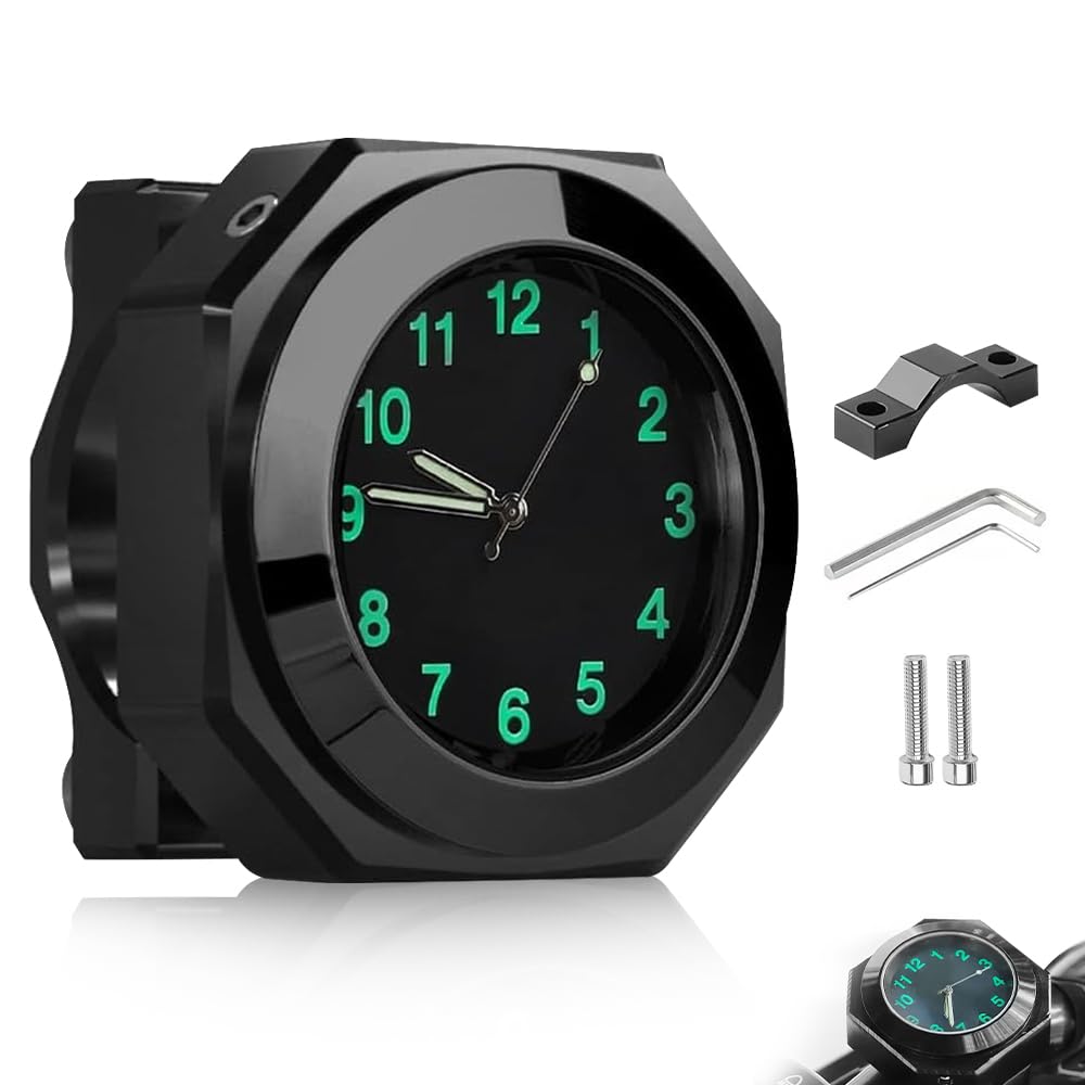 SGZIOO Motorrad Uhr Wasserdicht, Fahrraduhr für Lenker, Motorraduhr, Motorrad-Uhren, Quarz-Design in Aluminiumlegierung für Fahrrad und Motorrad Lenker