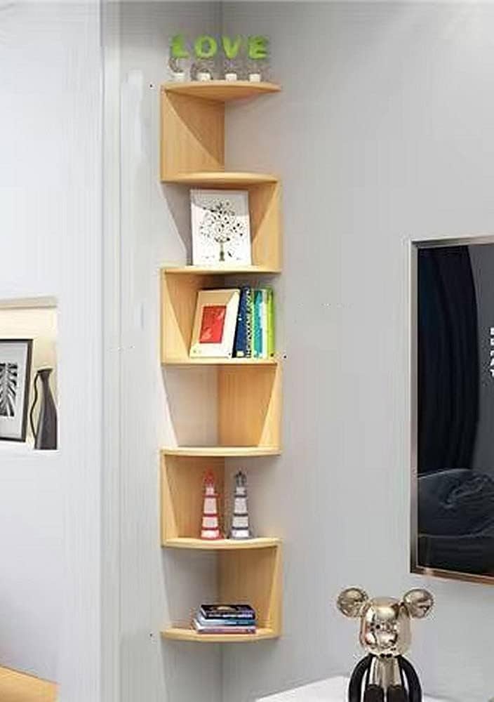 Amazon｜壁を傷つけない ウォールシェルフ 天然木 三角コーナー