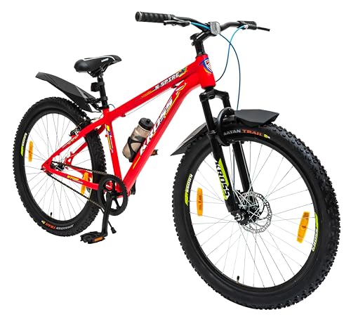 Image of KROSS N-Spire Unisex Mountain Bike Orange, Single Speed, 24T, Steel Frame, Suspension Fork, Front Disc, Rear V Brakes Brakes, Quick Release Saddle