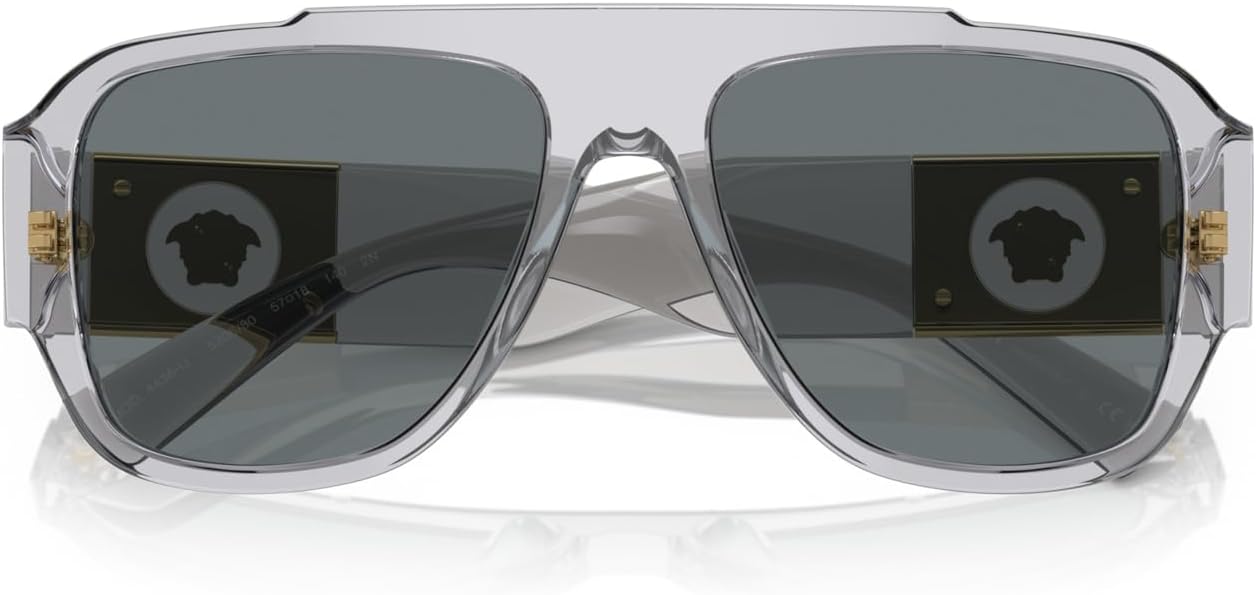 Versace VE 4436U 530580 Transparent Grey Plastic Pillow Sunglasses Blue Lens - Image 3