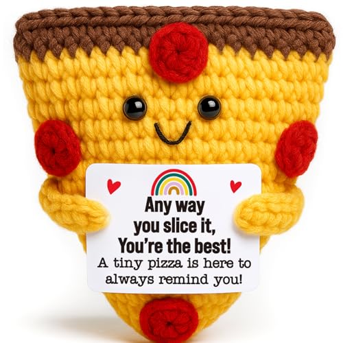 Fathers Day Mini Gifts for Daddy, Teacher Appreciation Handmade Crochet Pizza for Farewell Birthday Graduation Retirement Thank You Gifts For Friends Coworkers Classroom Celebration Office Gift Ideas