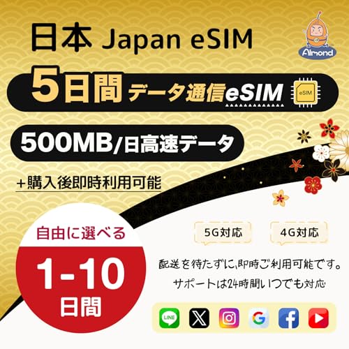 yAlmond eSIMz{ eSIM 5 500MBf[^/+ᑬbf[^ʐM vyChsimbsimJ[h {bSIMsvE?bz҂svőpb24ԑT|[gbJapan Prepaid eSIM C