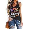 Hocus Pocus Halloween Tank Tops for Women Funny Sanderson Sisters Graphic Tee Racerback Sleeveless Shirts (Dark Grey, Small)