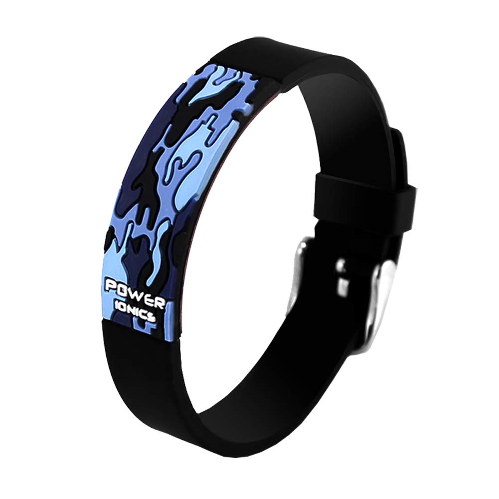 Power Ionics Baseball Golf Sports Bio Titanium F.I.R Bracelet Wristband 6 Styles to Choose (Black/Blue)