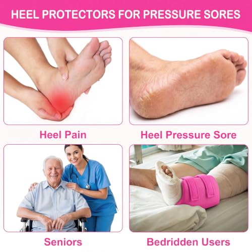 Image of Novabright 2 Pcs 3D Heel Protectors Foot Wedge Pillows Support Boot Bed Sore Pillow for Pressure Sores Bedridden Patients Relief Pressure Ankle Ulcers (Rose Red)