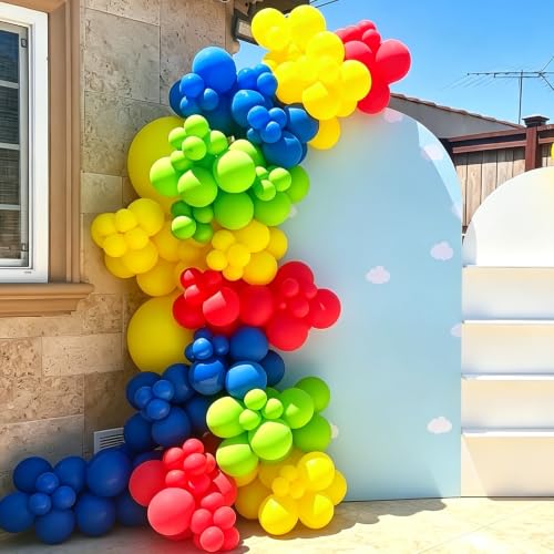 Image of YMSZ Red Blue Green Yellow Balloons,100pcs 12 Inch Rainbow Balloons | Colorful Latex Balloons for Birthday, Baby Shower, Carnival Circus Party Decorations