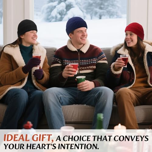 Image of Wool Fisherman Beanies for Men Women Short Cuff Knit Beanie Winter Warm Hats Trawler Hat Stylish Watch Cap