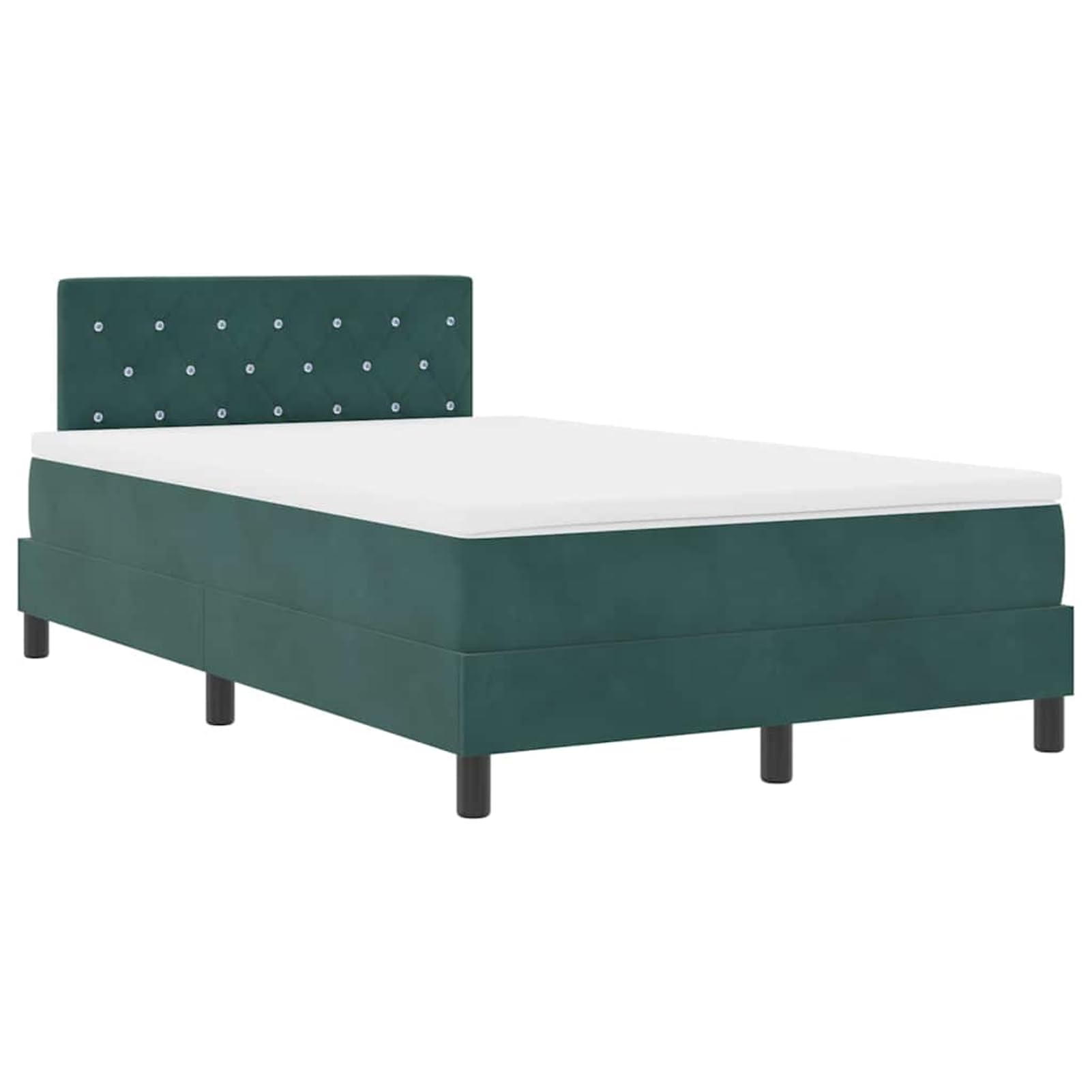ATOMSTACK MAKER Letto a molle, 120 x 200 cm, colore verde scuro, effetto velluto, testiera regolabile in altezza, materasso e topper, rete a doghe stabile, design moderno per 2 persone (280 kg)
