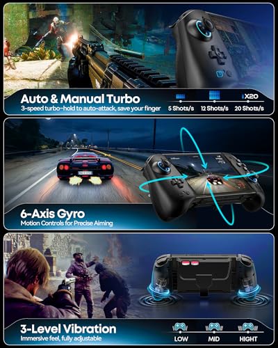 Image of Switch 1 / 2 Controller for Original / OLED / Switch 2 Games Console, Stretchable Switch Handheld Joypad Ergonomic Grip for Nintendo Pro Controller with RGB Lighting, TMR Joystick, Turbo, 4 Macro - Black