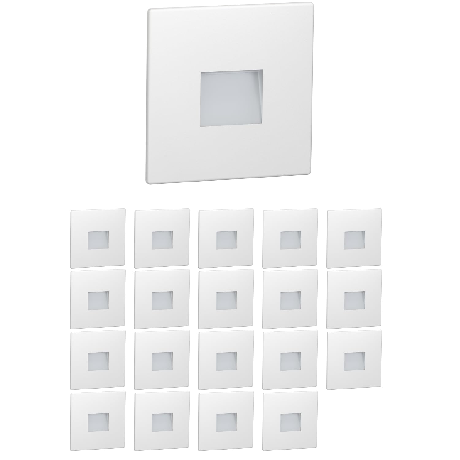 ledscom.de 20 LED Staircase Light/recessed wall Light FOW for Indoors and Outdoors, Downlight, Angular, 85 x 85mm, Cool White — image 1