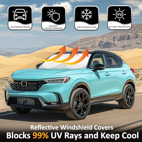 Image of Sunshade for Honda CRV 2017-2022 Sun Shade Fit HR-V CR-V LX EX EX-L, Sport Hybrid, Sport Touring Hybrid SUV Accessories Front Window Shield Sun Visor Protector Foldable Windshield Cover Block UV Rays