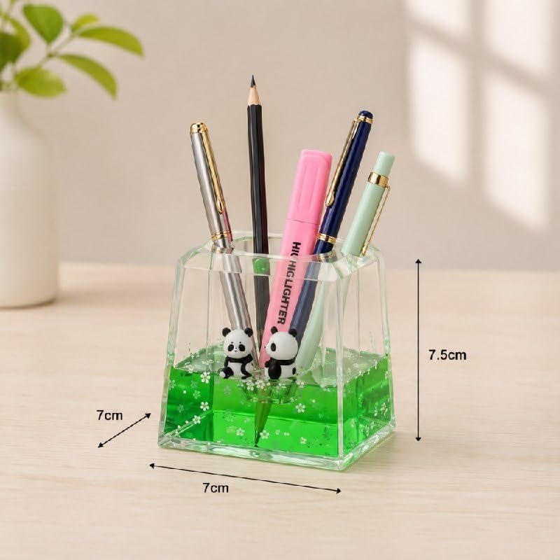 Image of Kawaii Panda Liquid Motion Paperweight with Floating Glitter, Unsinkable Fluid Sensory Desk Toy, Decorative Stress Relief Accessory for Office, Home, Study Table, Kids & Adults