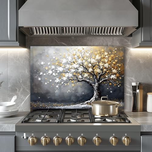 Tree of Life gold patterns ,Tempered Glass Backsplash for Kitchen30"x24" by LMSDYSHU - Image 5