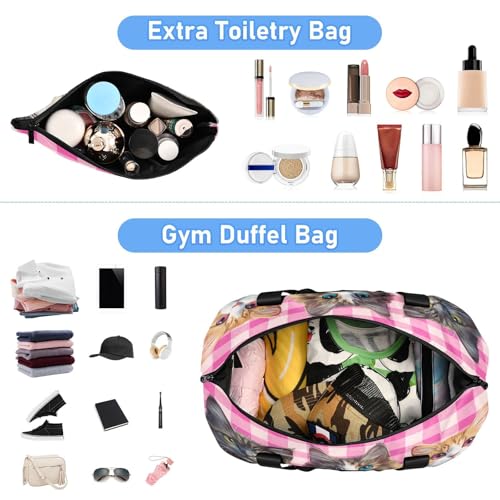 Long-haired Cats Gym Bag for Women Sport Travel Duffel Bag Shoulder Weekender Overnight Bags with Wet Pocket & Shoe Compartment4