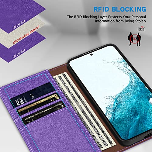 Image of ZZXX for Galaxy S23 Plus Wallet Case Strong Magnetic 6.6 inch,Purple