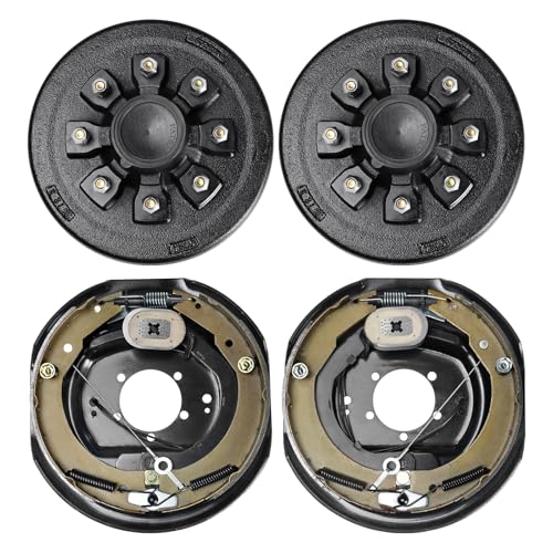 VEVOR Trailer Hub Drum Kits 8 on 6.5 B.C. with 12 x 2 Electric Brakes Self-Adjusting Trailer Brake Assembly for 7000 lbs Axle 5-Hole Mounting Backing Plates for Brake System Part Replacement