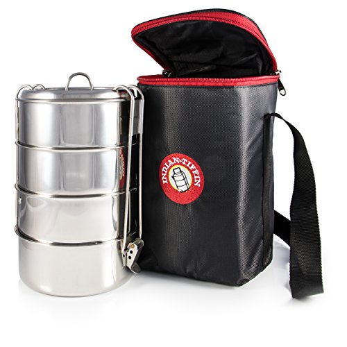 Indian Tiffin Meal Holder, Stainless Steel, 4-Tier