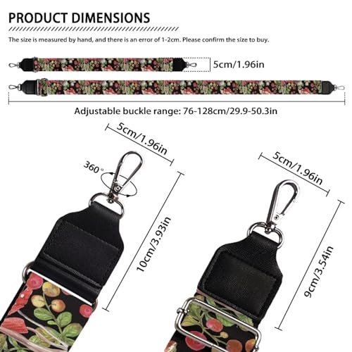 Image of TODIYADDU Red Mushroom Wide Purse Straps Replacement Crossbody Berry Fruit Crossbody Purse Strap Guitar Purse Strap Crossbody Suitable for Valentine's Day Gifts Crossbody Handbag Tote Canvas Bag