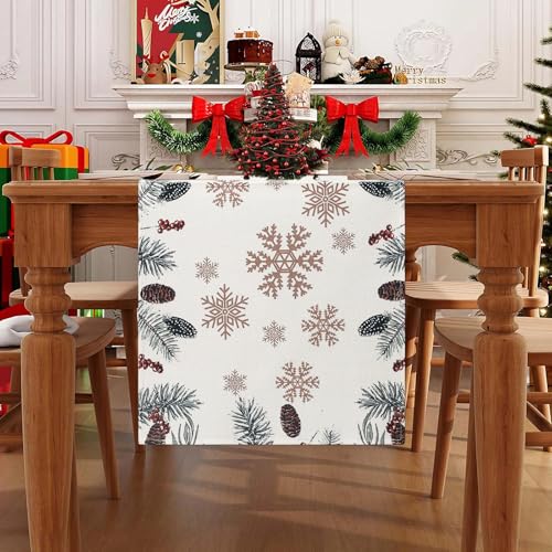 Schneeflocke Tischläufer Weihnachten Tannenzapfen Tischdeko...