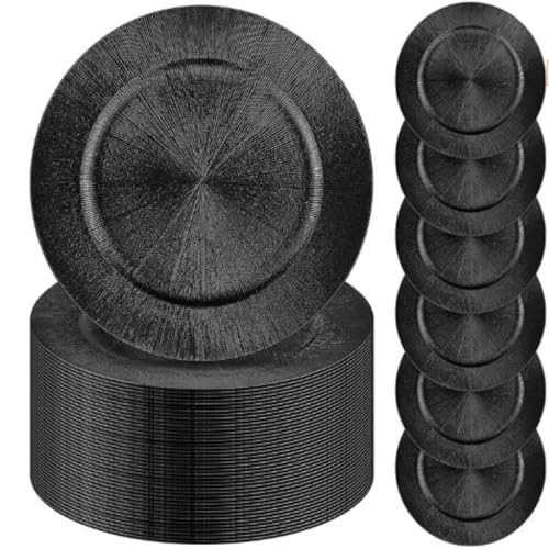 Platos decorativos redondos DYRABREST 50 pzs 33 cm negro miniatura 1