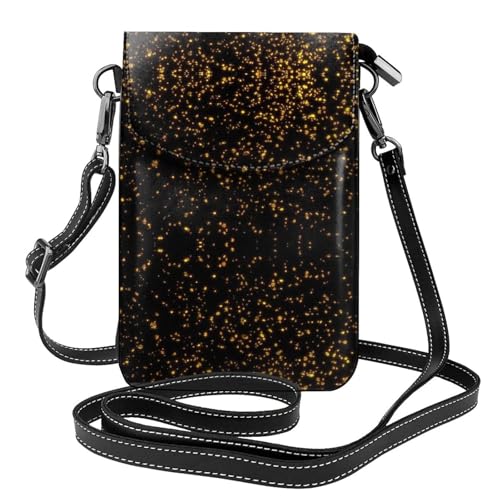 Sac à bandoulière noir et doré pour femme en cuir végétalien léger